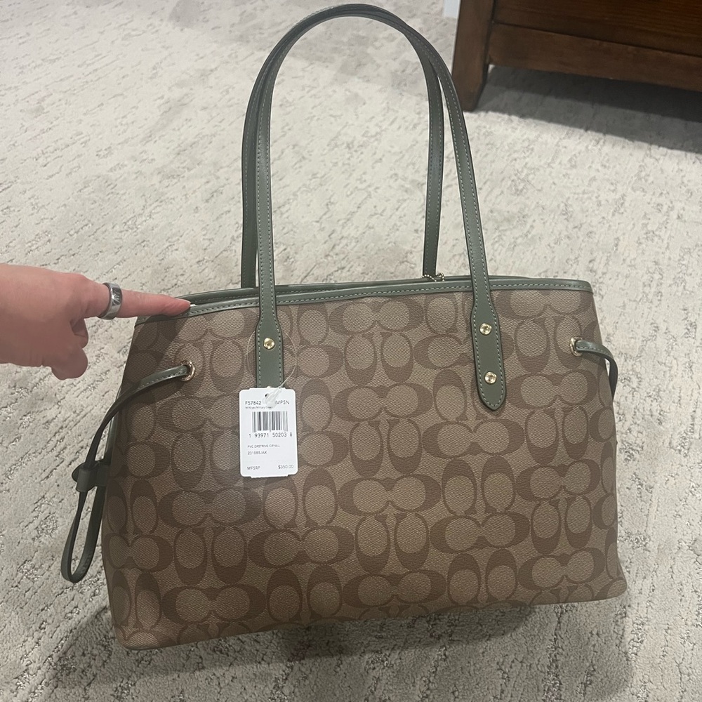 Coach Brown and Green Signature Tote Bag - Picture 2 of 7